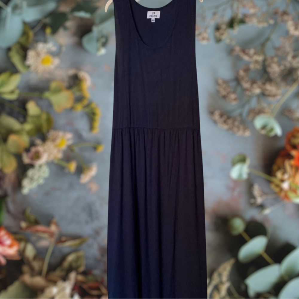 28 Palms XXL Navy Maxi Sleeveless Dress Waist Elastic with Pockets